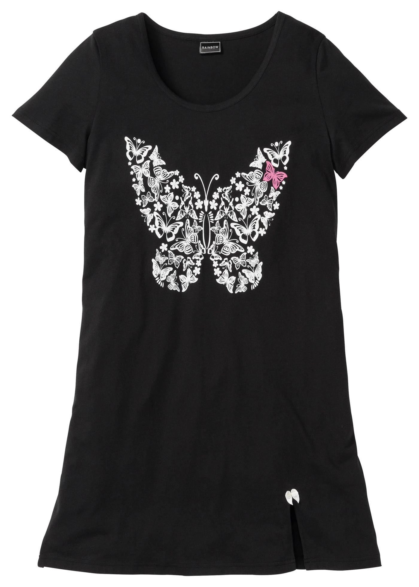 Kort nachthemd met biologisch katoen • zwart met print plus size • bonprix online shop