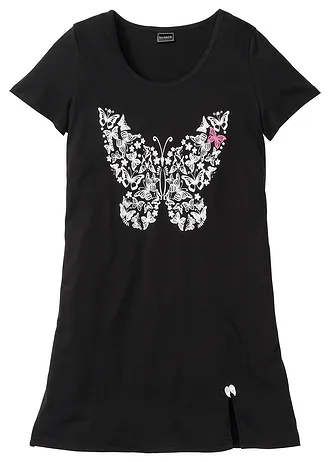 Kort nachthemd met biologisch katoen • zwart met print plus size • bonprix online shop
