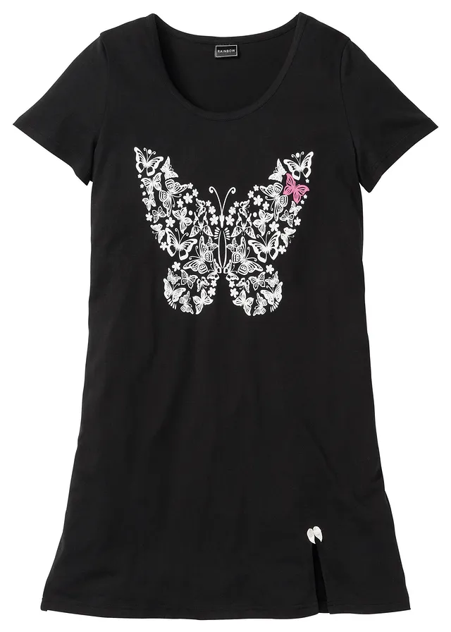 Chemise de nuit courte • noir imprimé • Boutique bonprix
