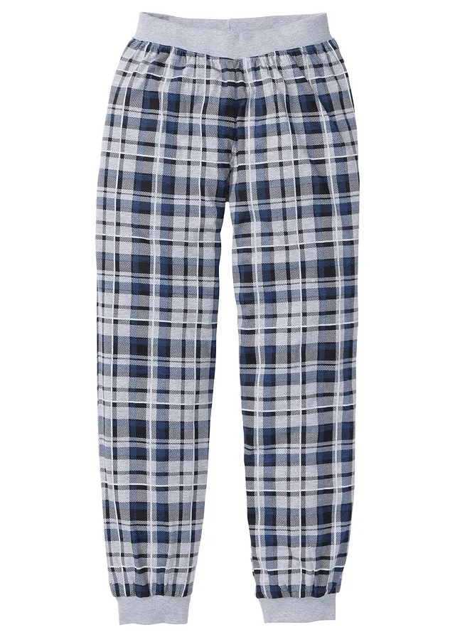 Pyžamové kalhoty z žerzeje • světle šedý melír kostkované • bonprix obchod