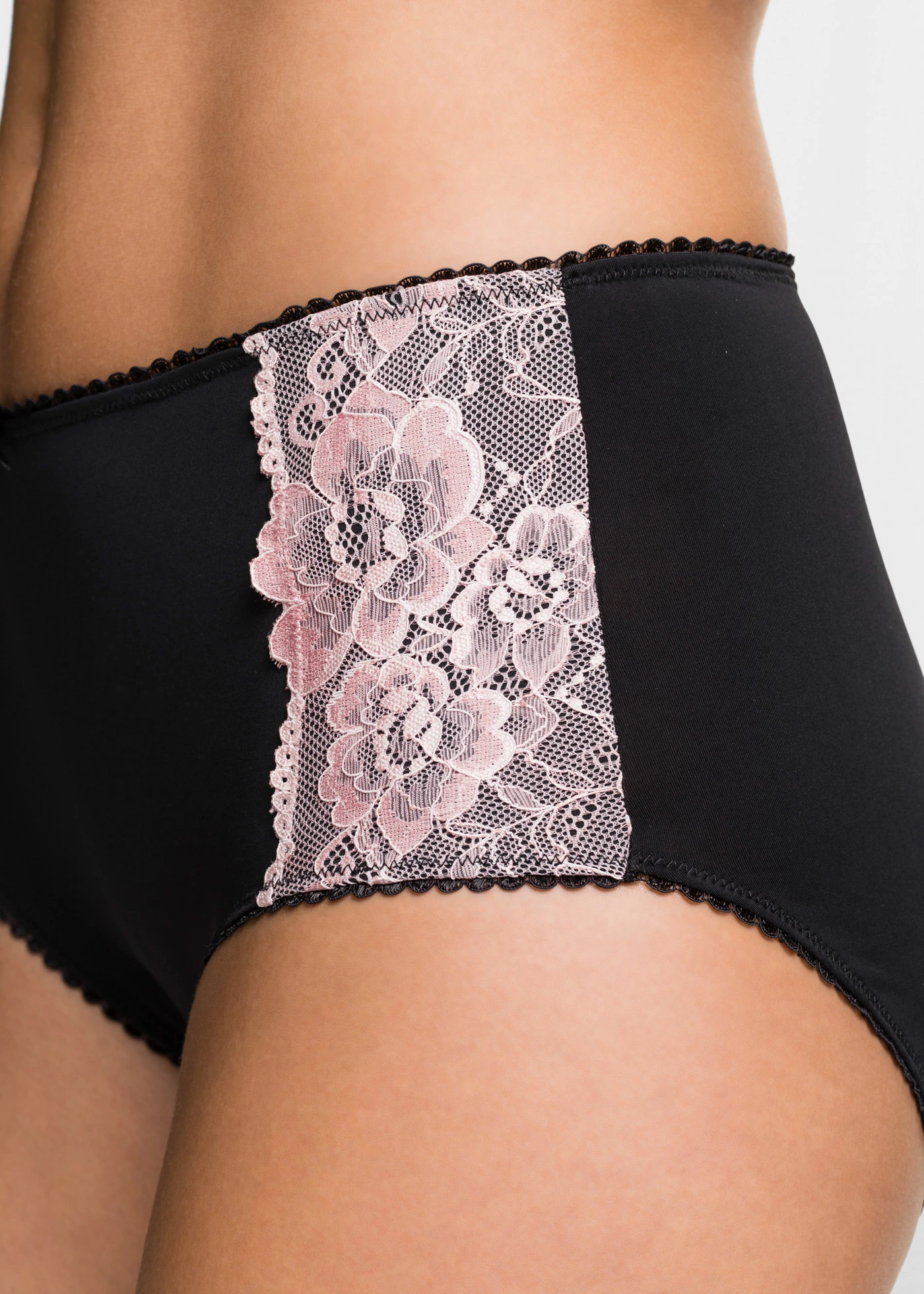 Lot de 3 slips maxi microfibre et dentelle • noir-rose • Boutique bonprix