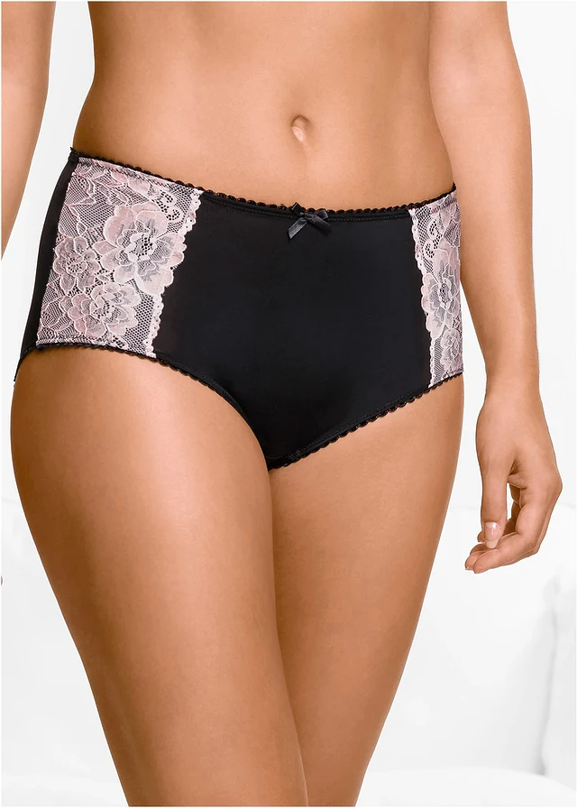 Lot de 3 slips maxi microfibre et dentelle • noir / rose • product-page.page-title-suffix
