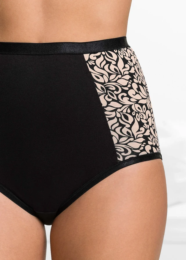 Tailleslip (set van 4) met biologisch katoen, Kleur: zwart+parelbeige