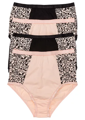 Vysoké kalhotky s organickou bavlnou (4 ks v balení), barva: černá + perlově béžová