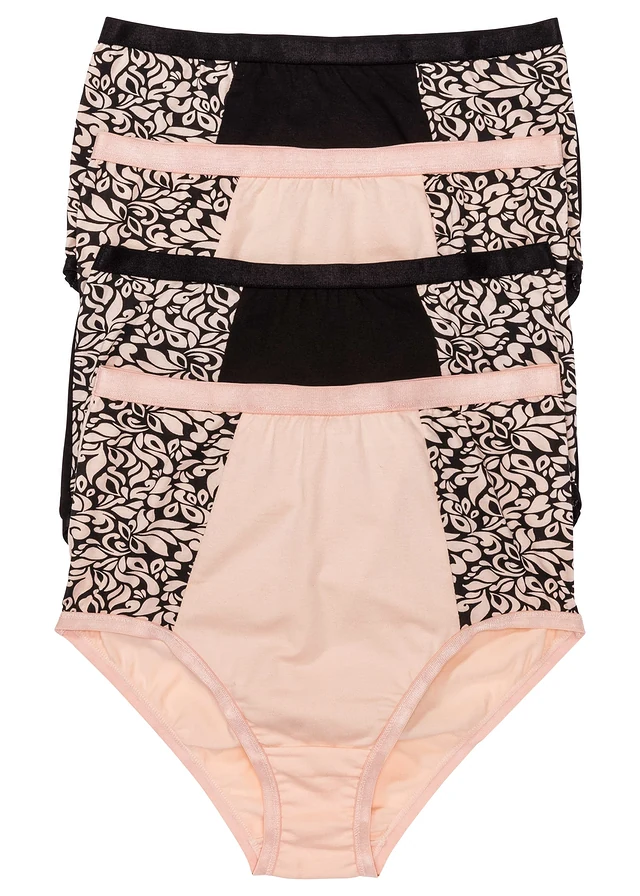 Tailleslip (set van 4) met biologisch katoen, Kleur: zwart+parelbeige