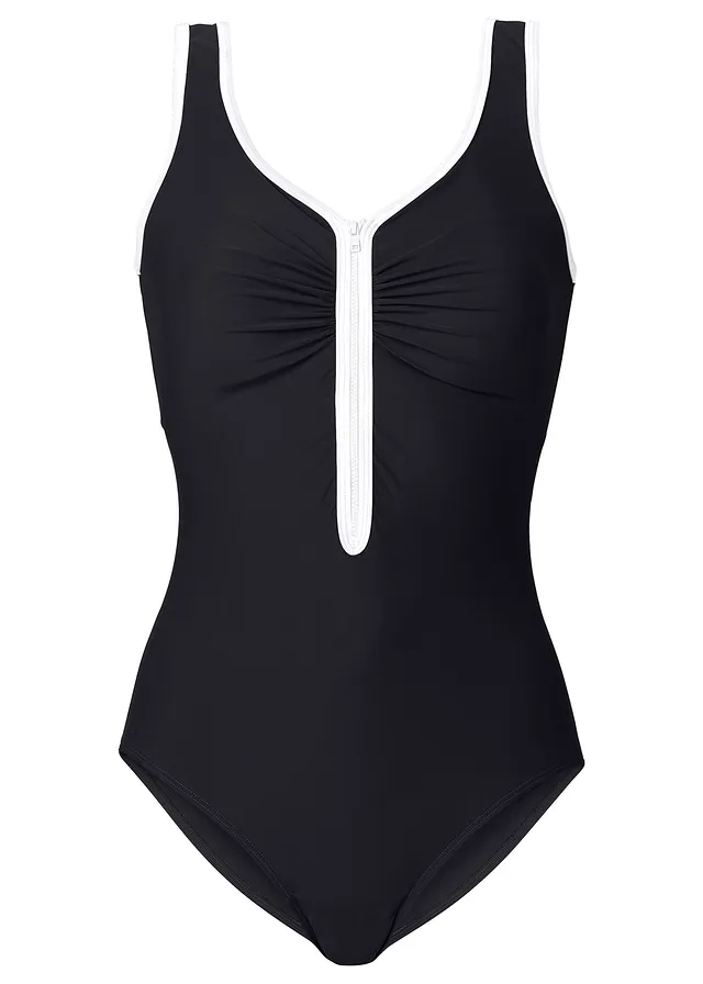 Costum de baie cu fermoar, cu efect de modelare ușor
