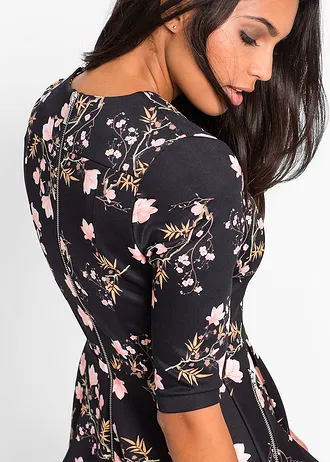 Sukienka neoprenowa • czarny w kwiaty • sklep bonprix