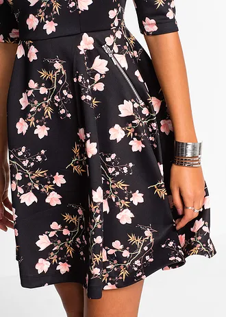Sukienka neoprenowa • czarny w kwiaty • sklep bonprix