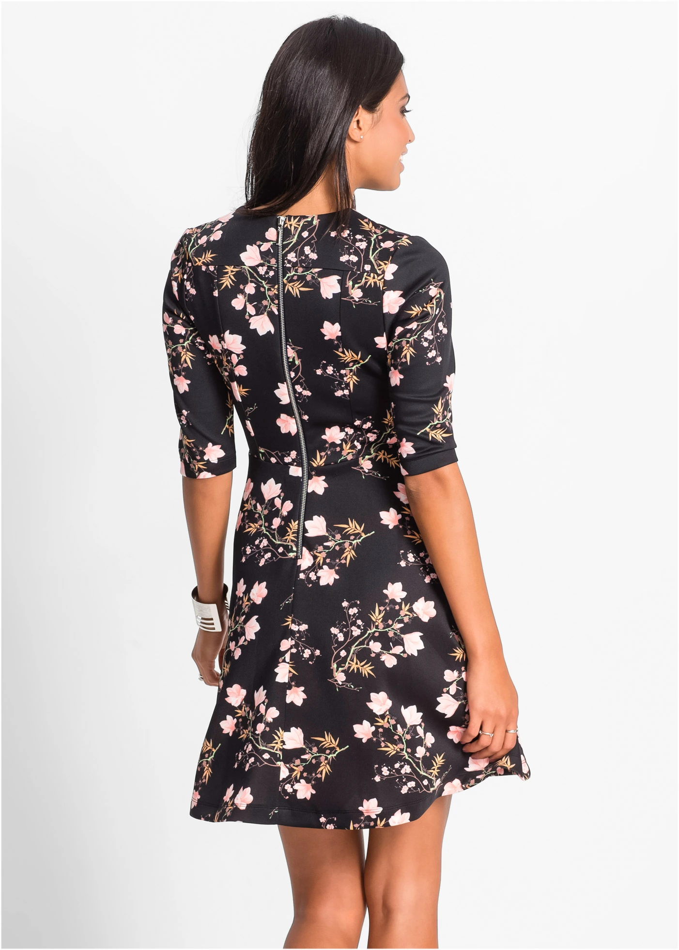 Sukienka neoprenowa • czarny w kwiaty • sklep bonprix