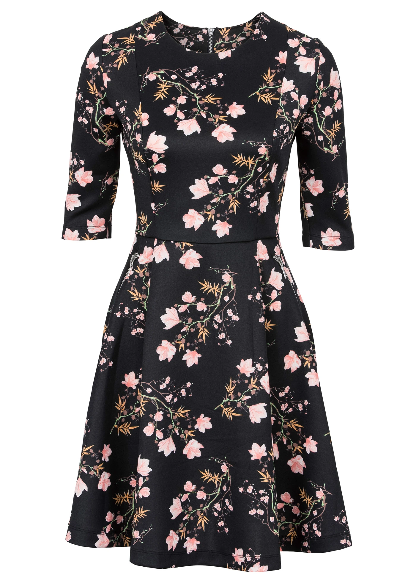 Sukienka neoprenowa • czarny w kwiaty • sklep bonprix