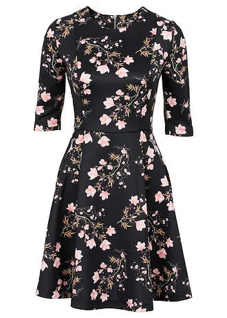 Sukienka neoprenowa • czarny w kwiaty • sklep bonprix