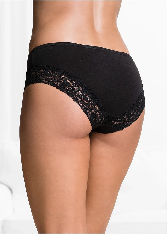 Hipster met kant (set van 4), Kleur: zwart
