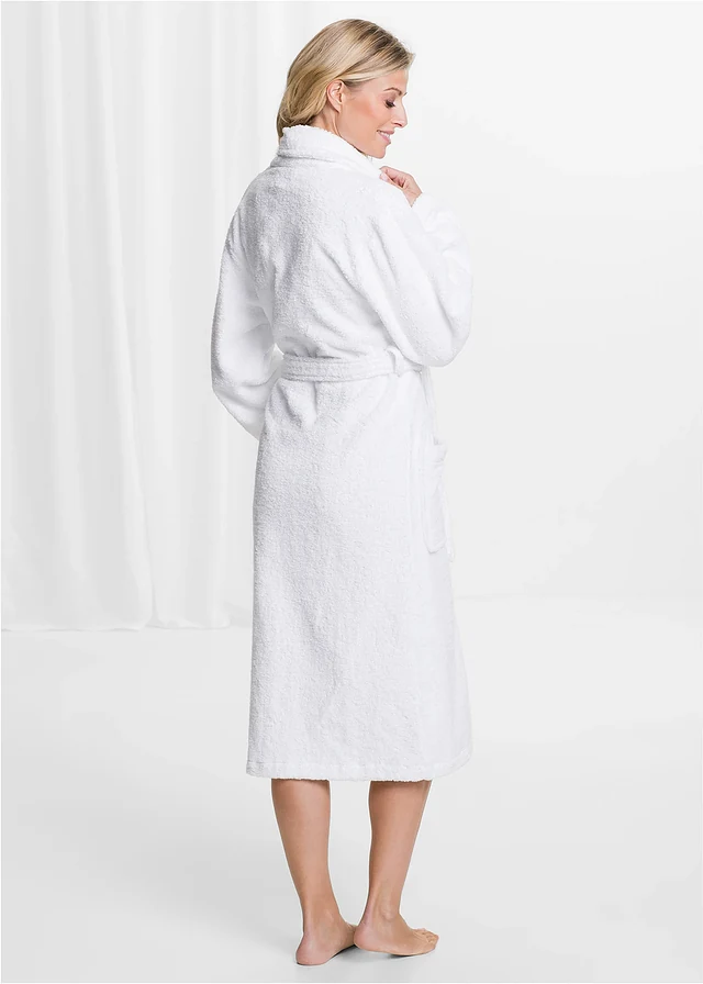 Peignoir en éponge 100% coton, Couleur: blanc