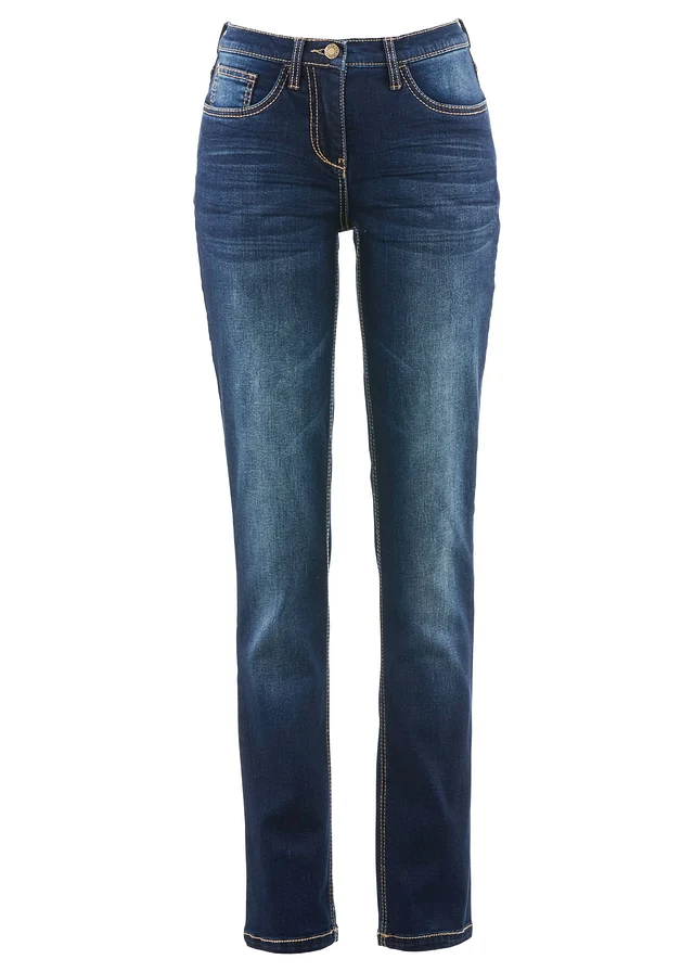Jean droit taille mi-haute, extensible