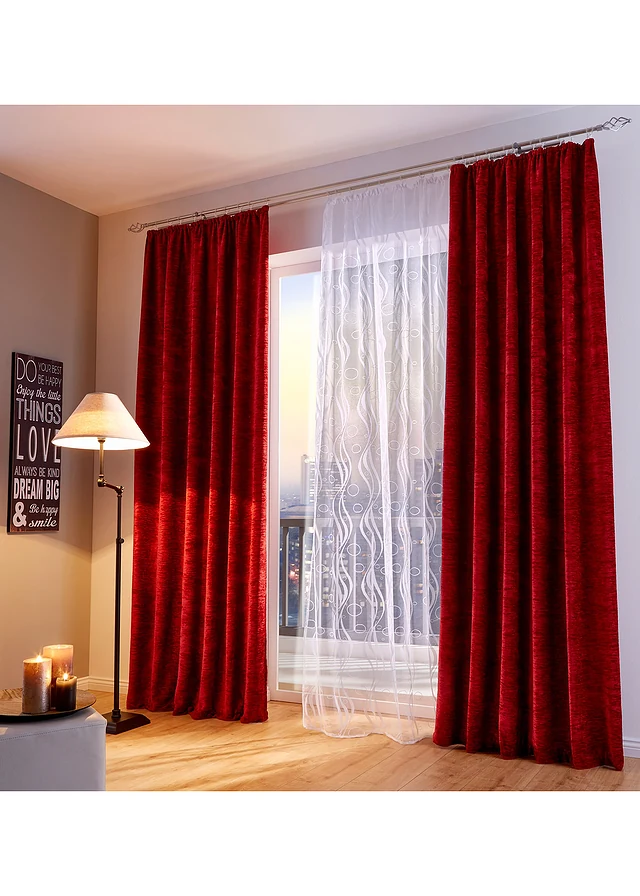 Transparant gordijn van jacquard (1 stuk), Kleur: wit