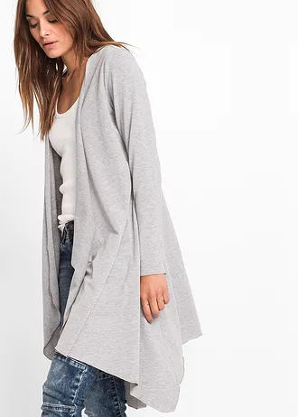 Jachetă tricot din material moale cu viscoză • gri deschis melanj • magazin bonprix