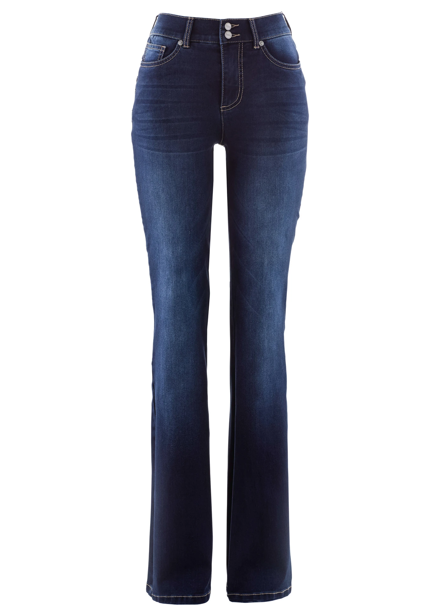 Džíny Bootcut, Mid Waist, tvarující • tmavě modrý denim • bonprix obchod