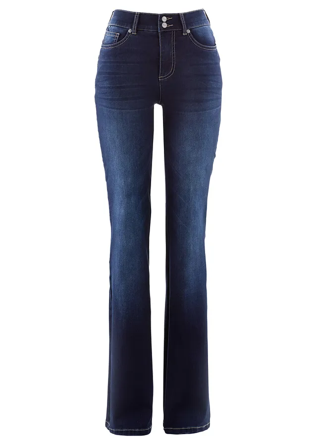 Sťahovacie džínsy bootcut, stredná výška pásu