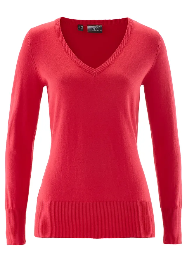 Sweter z cienkiej dzianiny • czerwony • sklep bonprix