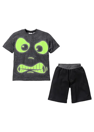 Shortama «Glow in the Dark» (2-dlg. set) • antraciet gemêleerd/zwart • bonprix online shop