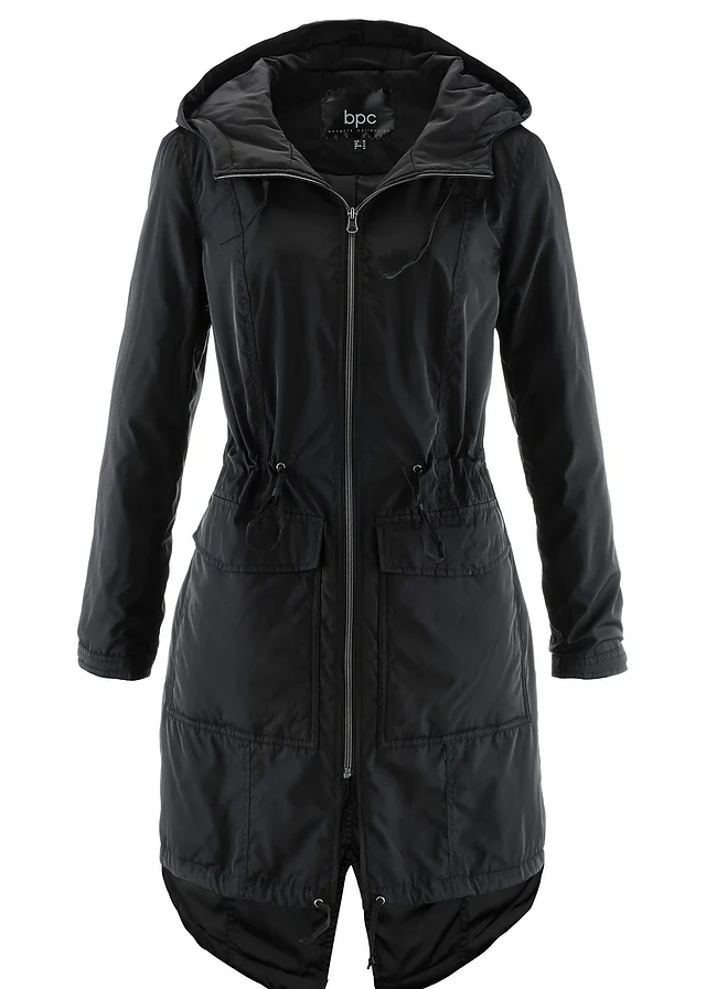 Manteau légèrement rembourré avec cordon de serrage, Couleur: noir