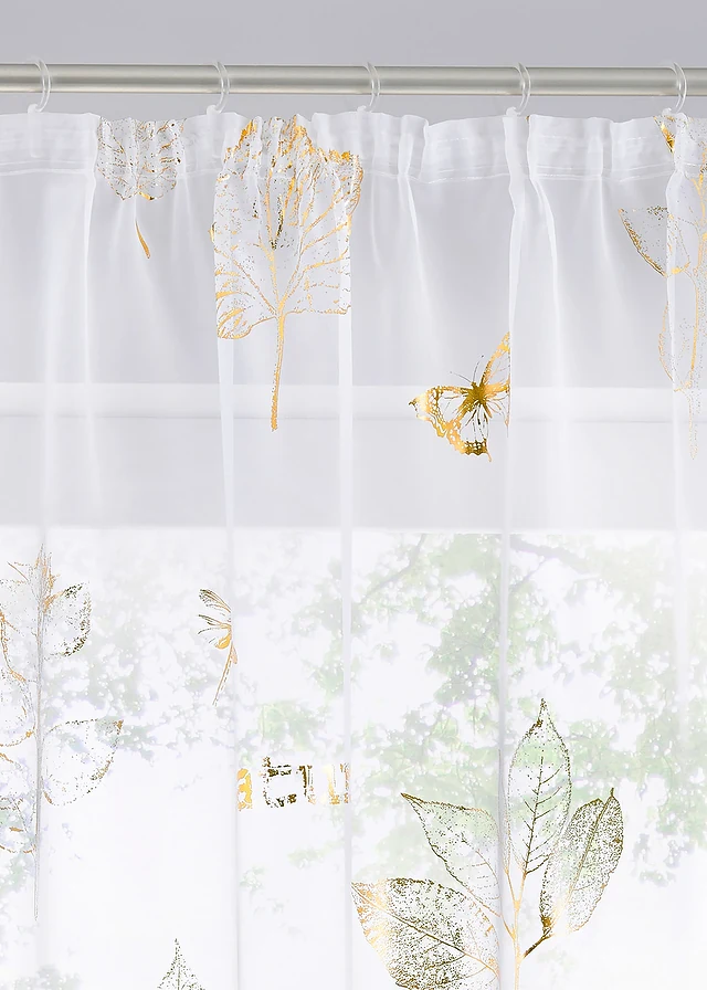 Transparant gordijn met glanzende print (1 stuk) • wit-goud • product-page.page-title-suffix