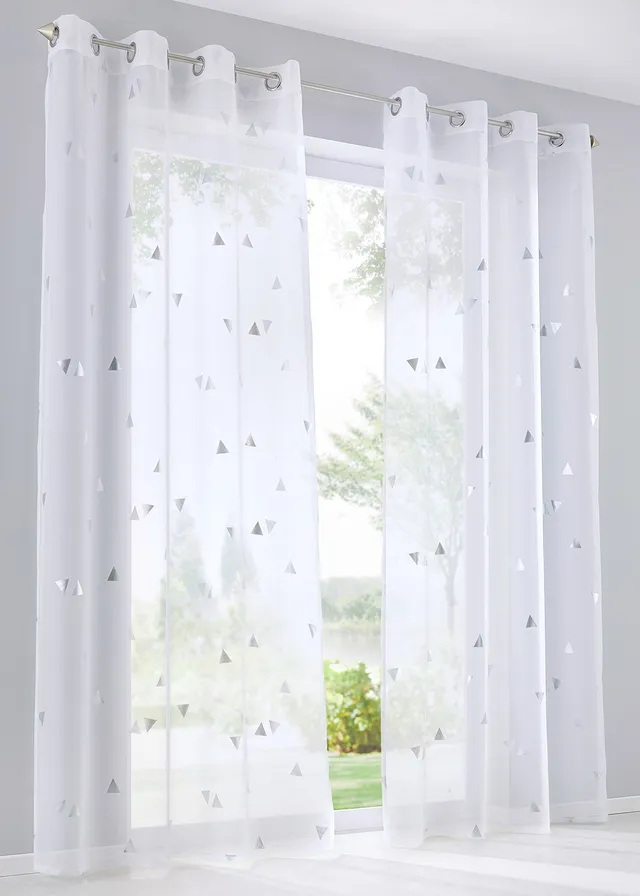 Voilage à imprimé brillant (1 pce) • blanc-argenté • Boutique bonprix