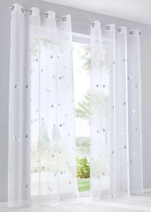 Záclona s lesklým potiskem (1 ks v balení) • bílo-stříbrná • bonprix obchod