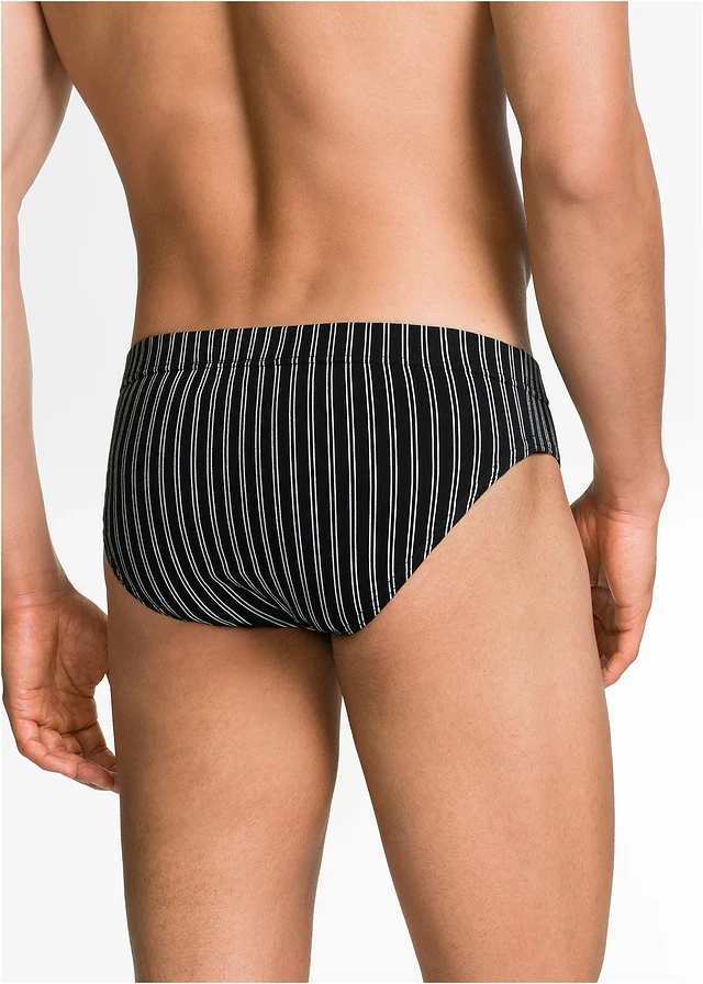 Lot de 5 slips coton, Couleur: noir uni + rayé
