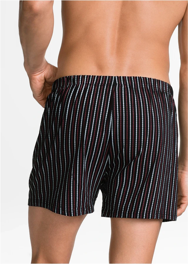 Wijde jersey boxershorts met katoen (set van 3), Kleur: zwart gedessineerd