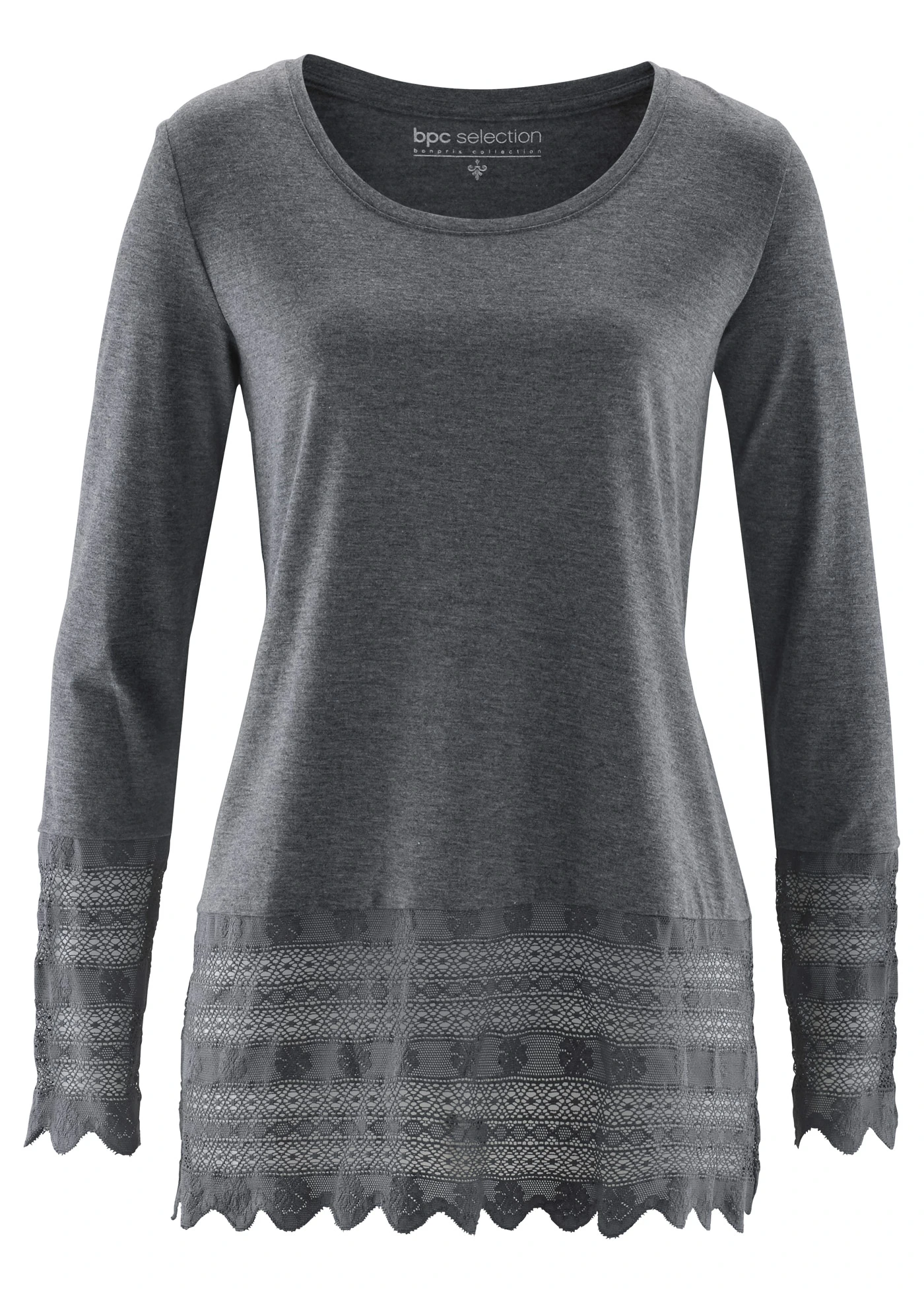T-shirt long à dentelle • gris chiné • product-page.page-title-suffix