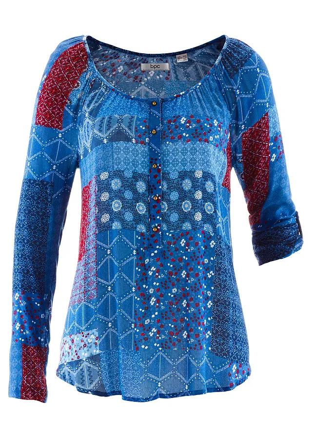 Blúzková tunika, pokrčená, dlhý rukáv