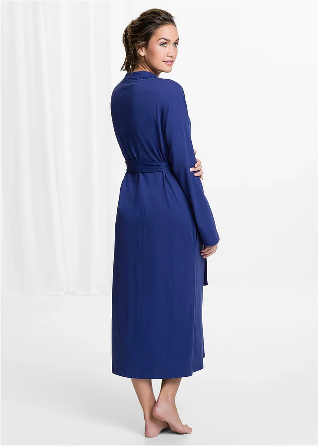 Badjas van shirtstof, Kleur: middernachtblauw