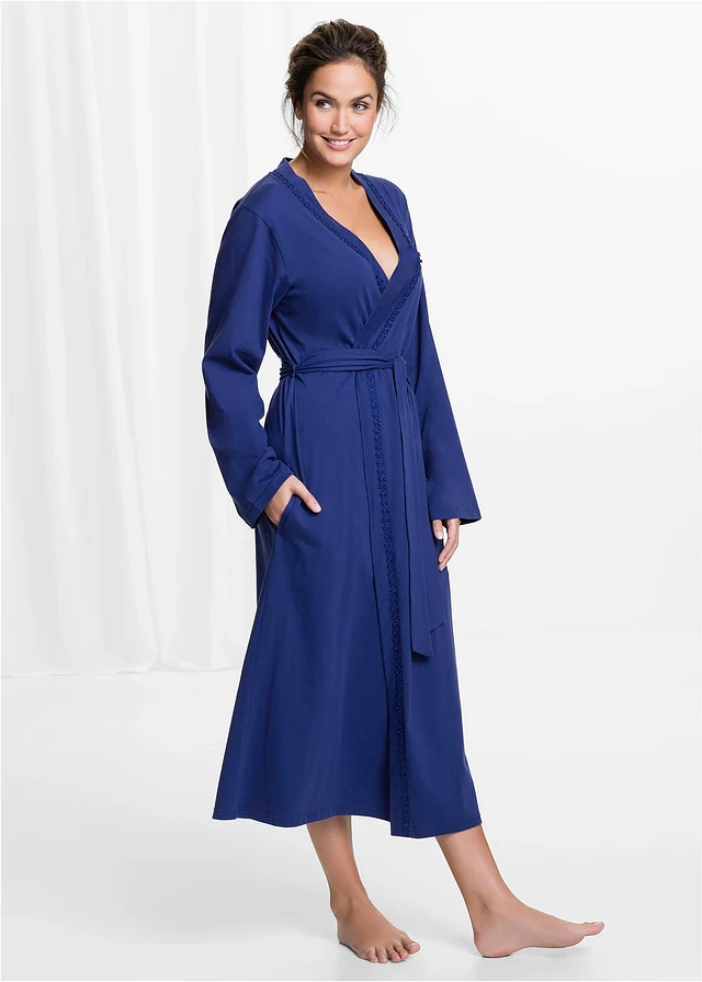 Peignoir en jersey, Couleur: bleu nuit