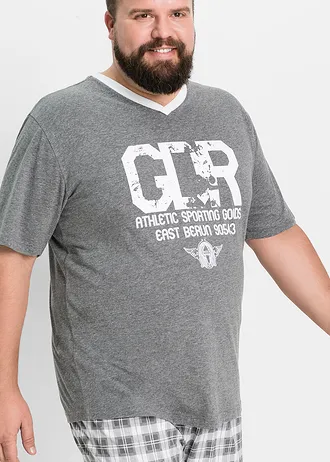 Krátké pyžamo, barva: šedý melír-bílá