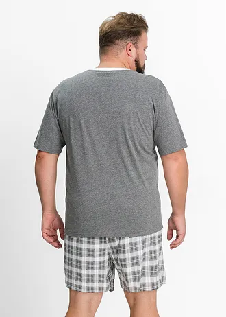 Krátké pyžamo, barva: šedý melír-bílá