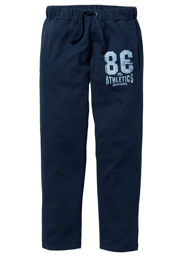 Joggingbroek van biologisch katoen met sportieve details • donkerblauw • bonprix online shop