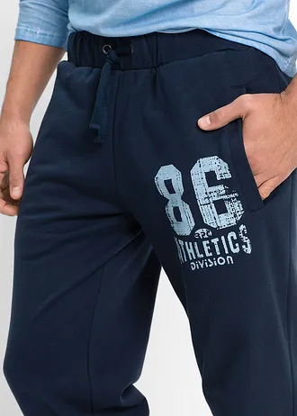 Joggingbroek van biologisch katoen met sportieve details • donkerblauw • bonprix online shop