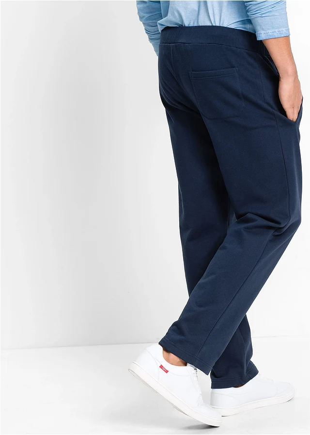 Joggingbroek van katoen, Kleur: donkerblauw/lichtblauw