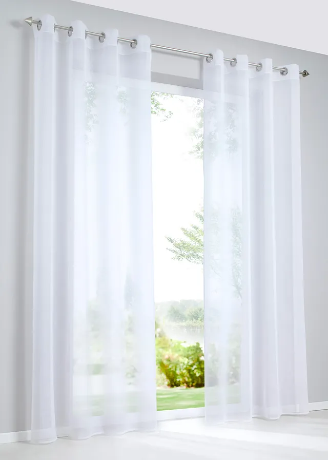 Perdea din material fin cu aspect de batist (1 buc.) • alb • magazin bonprix