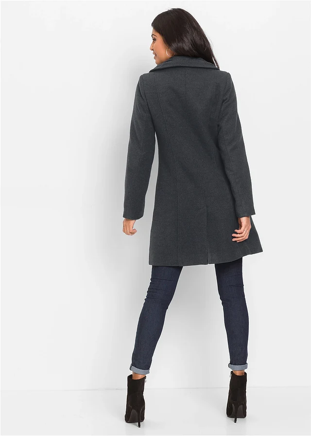 Manteau court, taille courte, Couleur: anthracite chiné