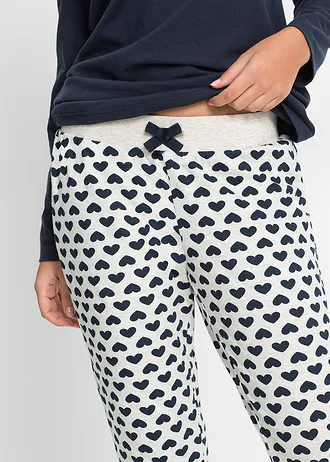 Pyjama met biologisch katoen • donkerblauw-ecru gemêleerd gedessineerd • bonprix online shop