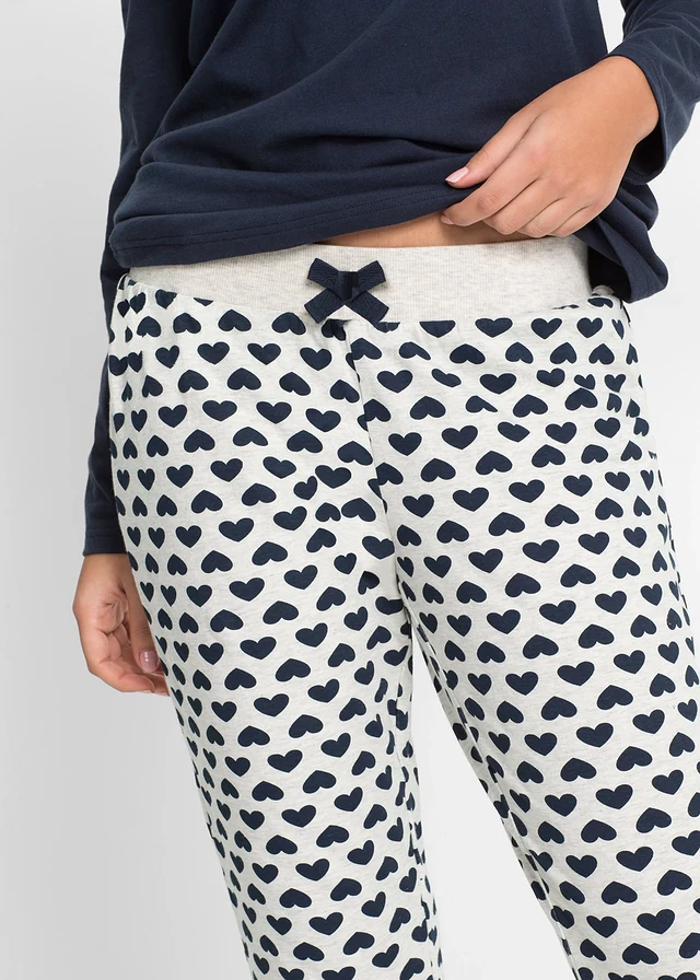 Pyjama coton • bleu foncé/écru chiné imprimé • product-page.page-title-suffix