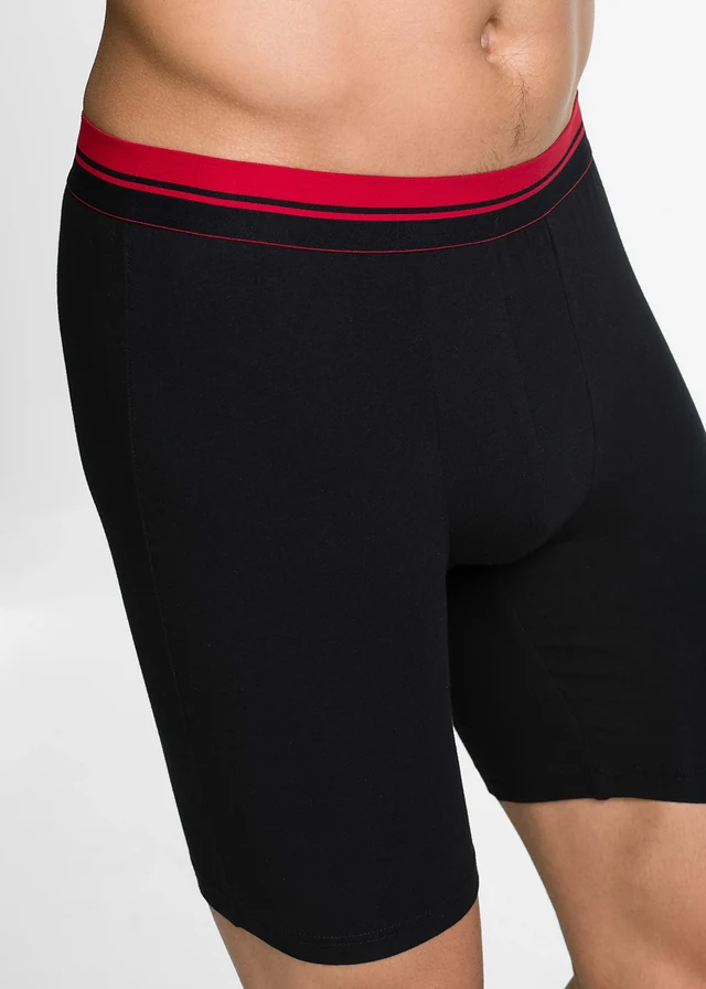 Strakke lange boxershorts (set van 2), Kleur: zwart-donkerrood