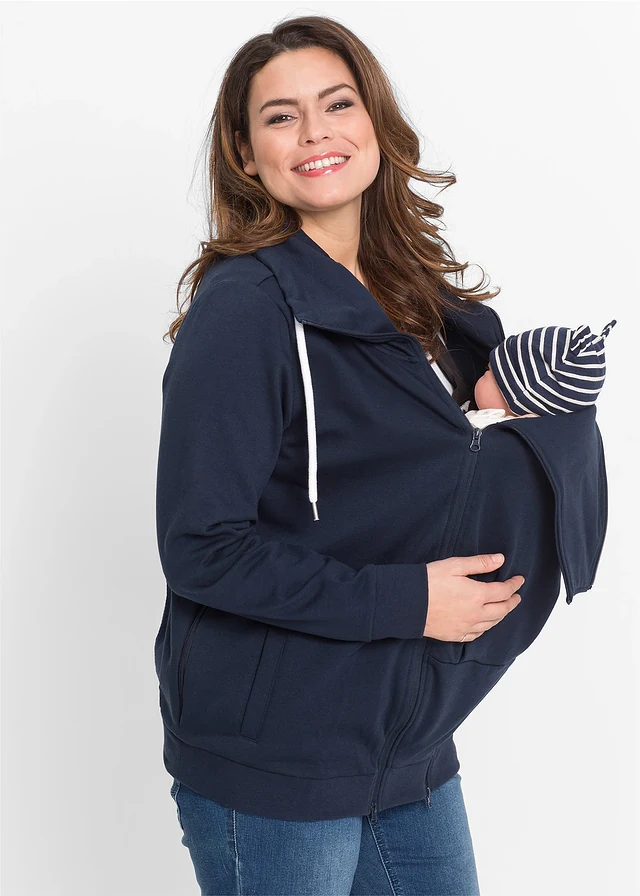 Veste sweat 3en1 pour la grossesse et le portage, Couleur: bleu foncé