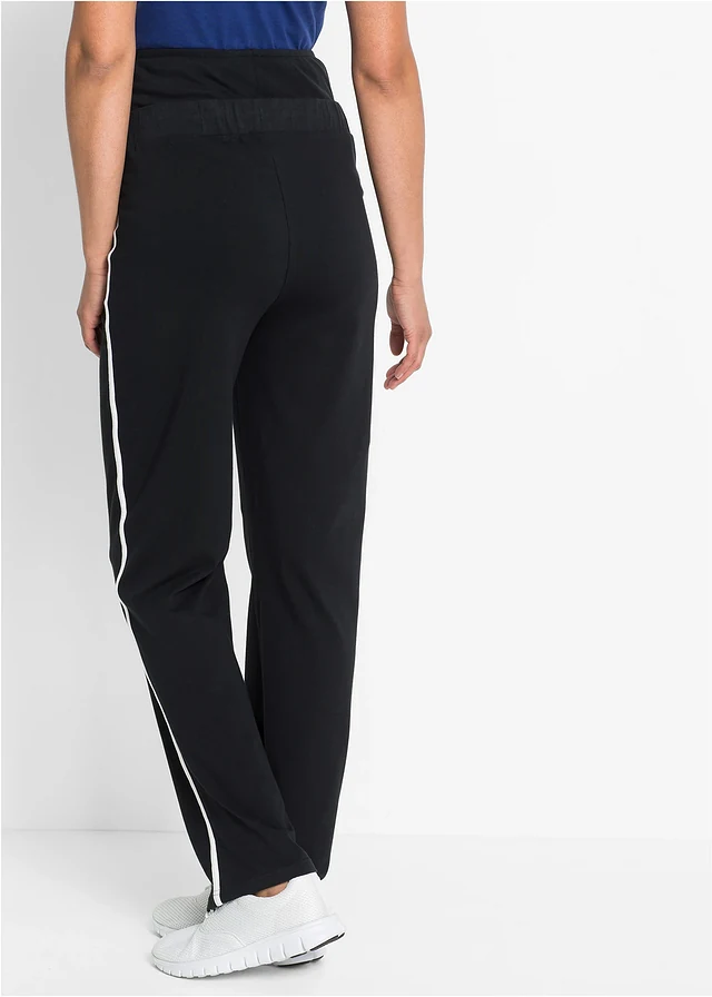 Zwangerschaps-joggingbroek van biologisch katoen, straight leg, Kleur: zwart