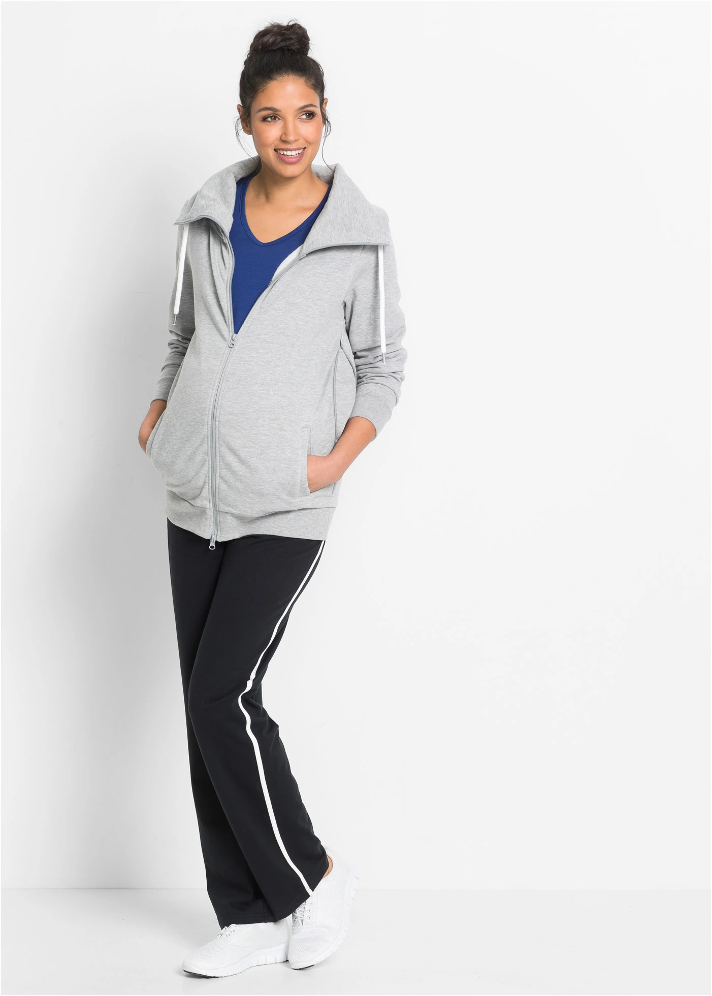 Těhotenské teplákové kalhoty s organickou bavlnou, Straight Leg • černá • bonprix obchod