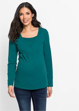 Materské tričko na dojčenie 2v1 • petrolejová • obchod bonprix