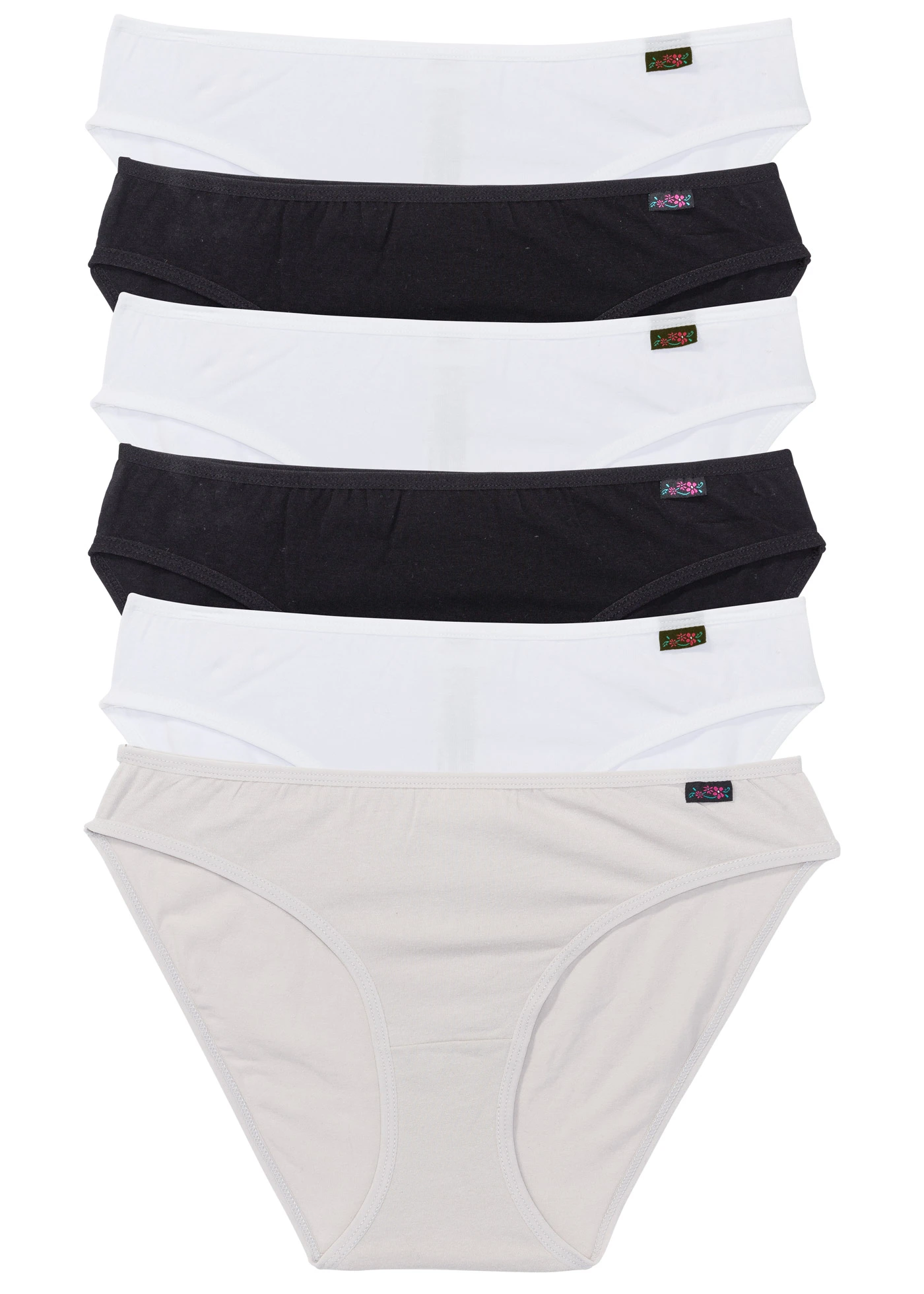 Slip van zacht katoen (set van 6) • zwart+wit+mat zilver • bonprix online shop