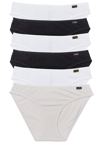Slip van zacht katoen (set van 6) • zwart+wit+mat zilver • bonprix online shop